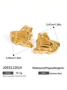 Uworld 1 paire de boucles d'oreilles en acier inoxydable en forme de cœur pour femmes, design en métal liquide plaqué or 18 carats. Bijoux féminins personnalisés et , convenant pour le port quotidien, les vacances, les fêtes, etc.