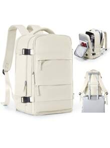 男女通用大容量旅行背包，采用符合航空标准的防水尼龙面料，适合徒步旅行，便携式设计，是户外活动的理想之选。另有14英寸和15.6英寸笔记本电脑背包版本，方便通勤和商务旅行。 - 米色 - 查看 3