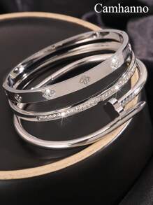 Camhanno 1pc Piece Light Luxury Fashion, High-End Stainless Steel Flower Series Bracelet, Exquisite Craftsmanship, Perfect Presentation, Suitable For Daily/Festival/Banquet/Party - Gold - View 7