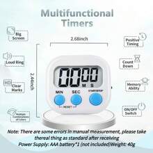1 szt. Wielofunkcyjny elektroniczny timer - duże cyfry, magnetyczne cyfrowe timery, głośny alarm, magnetyczne podłoże, duży wyświetlacz LCD Głośny/cichy timer odliczający, szerokie zastosowanie w przerwach, gotowaniu, na siłowni, na spotkaniu, w klasie, prezent z timerem, podstawowe wyposażenie mieszkania, podstawowe wyposażenie akademika - odpowiedni do restauracji i użytku domowego - świetny prezent dla szefów kuchni i smakoszy, zasilany bateriami (AAA nie są dołączone), niezbędny dodatek do domu