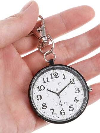 1个/件装石英怀表钥匙扣，夹式怀表，开口表带，阿拉伯数字表盘，钥匙扣，汽车钥匙扣，钥匙圈，钥匙扣配件，配套钥匙扣，便携式男女通用电子表，适合学生、包包挂饰、汽车配件、教师、朋友、姐妹等作为礼物。