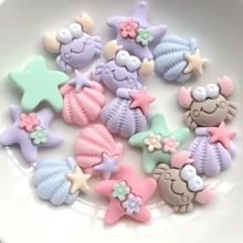 20 piezas de cabujones de resina con diseño de estrellas de mar y conchas serie marina linda para manualidades, decoración y accesorios de joyería DIY -JJ10