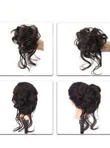 Synthetischer unordentlicher lockiger Haar-Knoten Chignon Haarverlängerung Scrunchie, falsches braunes und schwarzes Haar mit Schwanz für Frauen Haarteile