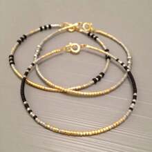 1pc 小众欧美复古风时尚，手工编织米珠女童手链女式小手链波西米亚风，适合节日礼物，日常佩戴 - 彩色 - 查看 2