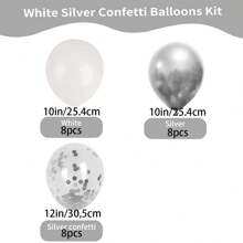 24 件/套 10 英寸优雅白色、金属银色和闪亮银箔气球，适用于婚礼装饰、生日派对装饰、房间装饰、单身派对和其他活动 - 銀白色 - 查看 4
