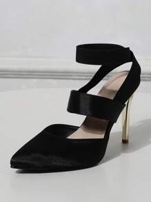 2025新款欧美风时尚性感超高跟尖头女士百搭高跟秋季单鞋 - 黑色真絲 - 查看 8