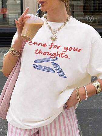 超大号女式短袖圆领 T 恤、趣味标语 T 恤、意大利面 T 恤、食物主题 T 恤，适合所有年龄段，非常适合休闲外出、聚会和日常穿着，春夏季