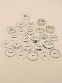 Conjunto de 24 anéis minimalistas retrô com pingente de coração, borboleta e Yin Yang personalizados, adequados para uso diário feminino e presente de Natal