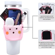 1 pièce Manchon en silicone pour bouteille d'eau avec 5 pièces d'accessoires aléatoires, porte-bouteille d'eau portable, sac de rangement pratique pour la course et la fitness, convient pour les bouteilles de 30 oz/40 oz et les bouteilles de sport, fournitures scolaires