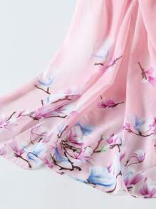 1pc Chiffon Printed Scarf, Minimalist And Practical Multipurpose For Dress - Pink - View 3