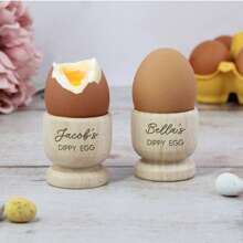 Customized Wooden Egg Cup, Easter Gift, Dippy Egg Holder, Baby's First Easter Gift, Easter Stocking Stuffer, Personalized Egg Cup, Carved Wooden Egg Cup, Dippy Egg Holder, Rabbit Egg Cup, Chick Egg Cup, Personalized Egg Cup With Any Name - Wood Color - View 2