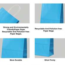 20pcs Medium Size 16x22x8cm Pink Kraft Paper Gift Bags With Handle, For Parties, Shopping, Weddings, Retail, Product Packaging - Pink - View 5