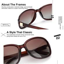 HYCHIC Oversized Polarised Womens, Classic Design Ladies With Protection Sun Glasses For Women - A01-Gọng màu nâu-Tròng kính phân cực màu nâu - Xem 5