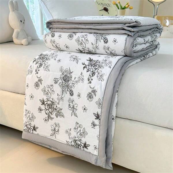 1pc A-Class Antibacterial Washed Cotton Cooling Quilt, Suitable For Bedroom, Dorm, Office Napping, Without Pillow And Pillowcase
