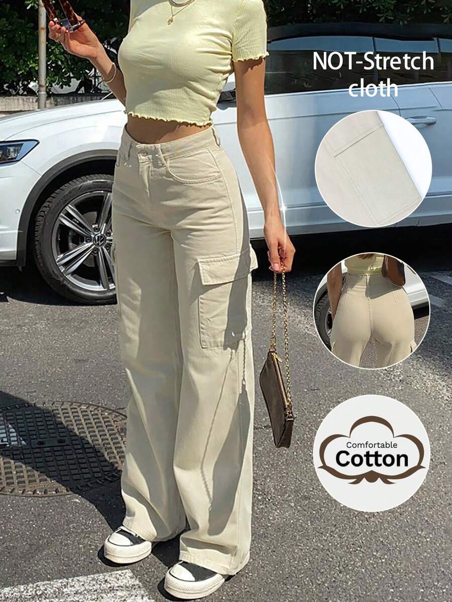 NVFelix New Arrival Women's Casual Utility Pants For Fall - Everyday Wear,Lvory - Beige - View 1