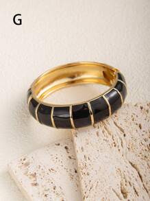 1 chiếc vòng tay nhỏ giọt dầu hình học cổ điển màu đen, đa năng cho hàng ngày, tụ tập, kỳ nghỉ - màu đen - Xem 8