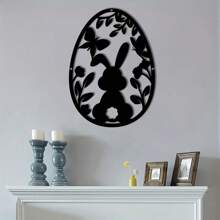 1pc Metallic Bunny Easter Egg Wall Decor, Reusable Holiday Home And Party Decoration, Ideal Gift For Friends, Bunny Accessory