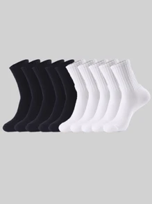5pcs/10pcs/20pcs Couple Sports & Casual Crew Socks, Suitable For Daily Wear, Indoor & Outdoor, Fall