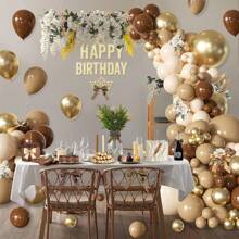 25pcs/132pcs 5/10/18inch Brown Ivory White Metallic Gold Latex Balloon Garland Arch Kit For Martini Party Birthday Wedding Babyshower Bridal Shower Party Supplies