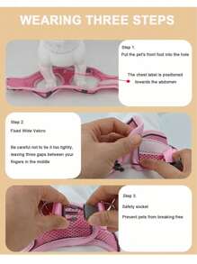 Pettorina per cani, in morbida rete traspirante, con imbottitura riflettente morbida, cinghia regolabile per il petto, adatta per gatti e cani di taglia piccola