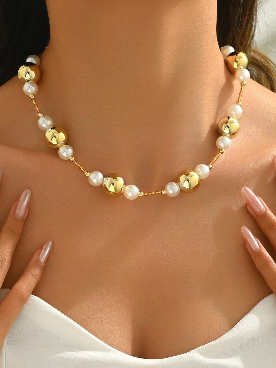 1st Elegante minimalistische kralendecoratieketting voor vrouwen