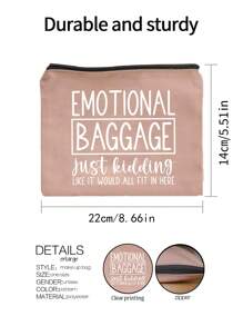 Leraar Waardering Cadeau Make-up Tas Met "EMO TIONAL BAGGAGE" Prints, Linnen Portemonnee, Cosmetische Tas, Voering, En Geen Sluiting - Perfect Voor Opvoeders En Schoolpersoneel, Leraar Bedankcadeau, Stijlvolle Casual Accessoires Voor Uitjes, Vakantie