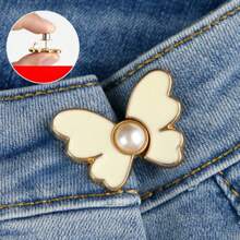 1pc Zinc Alloy Butterfly Shape Waist Adjuster Clasp, Detachable No-Drill No-Sew Waist Shrinker For Jeans, Trousers