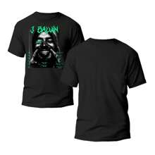 PLAYERA NEGRA, ESTAMPADO ROSTRO DE J. BALVIN 100% ALGODON - Negro - Ver 2