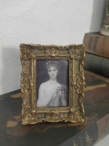 Retro European Resin Photo Frame, Rectangular Vertical Single Frame, Suitable For Indoor European Decoration, Elegant Desktop Display, Portable, Floor-Standing, No Electricity Required, Plastic Surface Gifts Birthday Graduation