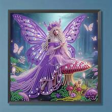 1 件 30*30 厘米/11.8*11.8 英寸无框 5D 不对称形状钻石画套件，DIY 女性模特设计用于墙面装饰、装饰品，适合初学者和成人，感恩节礼物 - 彩色 - 查看 3