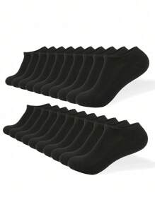 1/2/5/10/15/20/30 pares de calcetines cortos negros simples y versátiles para hombre, talla grande, sueltos, transpirables y cómodos para uso diario