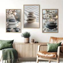 Bộ 3 tranh in nghệ thuật treo tường phong cách Zen hiện đại đơn giản, trang trí thẩm mỹ hiện đại, thích hợp cho phòng khách, phòng ngủ, phòng tắm, văn phòng, hành lang, trang trí tường nhà bếp, quà tặng trang trí nhà cửa, không có khung - Nhiều màu - Xem 4