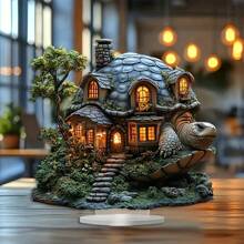 1 波西米亚风格亚克力龟屋雕像适合家庭和办公室的幻想主题装饰，非常适合春季庆祝复活节派对餐桌中心装饰多功能房间装饰