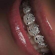 200 件/套时尚闪光随机款式水钻牙齿宝石贴纸，适合男女牙齿保持器或日常佩戴，无需胶水 - 彩色 - 查看 2