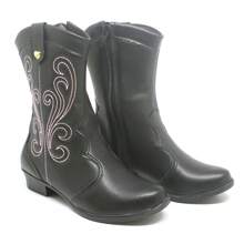 Children's Cowboy Boots For Girls Women's Low Heel Ankle Boots Embroidered Fig Tree