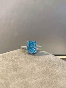 1 pièce Anneau unique en argent sterling S925 serti de pierre précieuse colorée et de diamant taille flocon de neige, cadeau idéal pour la Saint-Valentin ou un anniversaire