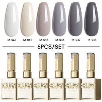 XEIJAYI XEJAYI 6色凝胶指甲油套装，UV LED浸泡指甲油，半永久性，DIY沙龙品质美甲凝胶，适合春夏季