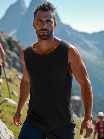 男士青少年轻薄柔软速干套头圆领基本款休闲简约登山T恤背心卫衣经典版型男士感恩节春季、夏季和秋季假日户外运动男装