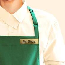 Golden Stainless Steel Chest Tag With Custom Text Engraving For Barber Pin, Designed For Stylist Office Supplies With Black Text Name Company Name Address - Multicolor - View 2