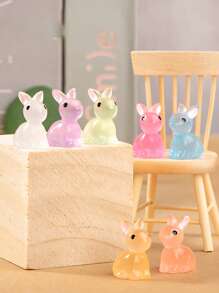 10pcs/Set Random Small Ear Rabbit Luminous Moss Micro Landscape Ornament Rabbit Creative Doll Jewelry Ornament