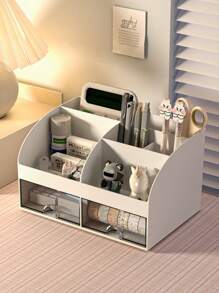 1 Pieza Organizador de maquillaje con cajones, almacenamiento de cosméticos para tocador, vanidad y encimera del baño, soporte de belleza para lápiz labial y brochas, organizador de productos de cuidado de la piel para tocador, vitrina para cosméticos