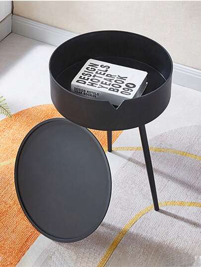 1pc Round Coffee Table, Sofa Side End Small Space Nightst Easy Assembly, Living Room, Bedroom, Outdoor Garden view 4