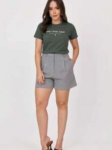 Blusinha Feminina Nunca Duvide Porque Sua Força vem de Deus - Verde Militar - Visão 3