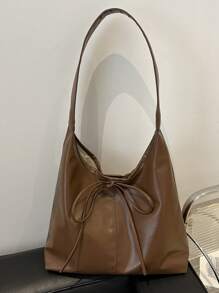 Nieuwe veelzijdige effen PU schoudertas, casual minimalistische baguette tas, grote capaciteit