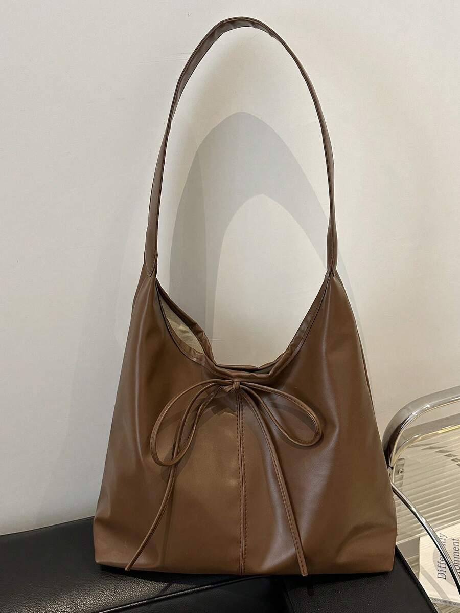 Nieuwe veelzijdige effen PU schoudertas, casual minimalistische baguette tas, grote capaciteit