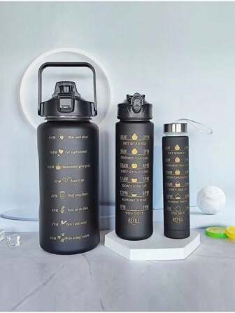 1 个 2000ml/750ml/280ml 可爱渐变色励志水瓶，带吸管、贴纸和防漏设计 - 非常适合办公室、学校、健身房和健身！适合户外、露营