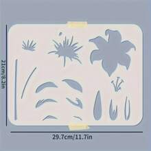 分层百合花模板 百合花模板 11.7*8.3 英寸可重复使用百合花束模板 春季植物艺术模板 适用于木材、帆布、纸张、织物、地板 - 白色 - 查看 2
