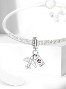 1 件时尚 925 纯银飞机系列串珠适合女士手链手镯 DIY 珠宝制作和日常服装搭配珠宝装饰适合女孩