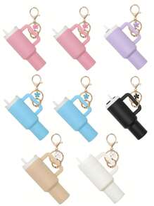 Juego de 1/2/3/5/8 piezas de llavero con mini vaso, lindos encantos con vaso para mujer para bolso, mochila, botella de agua mini - Estilo callejero, multicolor, accesorios del llavero, encantos para bolsos, vasos, 5/3/2/1 llaveros, accesorios para bolsos, encantos para bolsos de mano, caja de almacenamiento de lápiz labial, accesorios para bolsos, llavero de mini vaso, llavero de mini vaso para llavero o bálsamo labial, llavero lindo de vaso