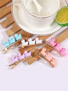 5/10 件彩色迷你鸭子设计发夹，可爱创意甜美个性化发饰，适合女性、生日派对、婚礼、节日 - 彩色 - 查看 5